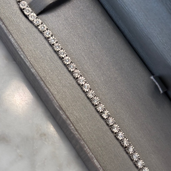 Zales 1ct Sterling Silver Lab Grown Diamond Bracelet 7”